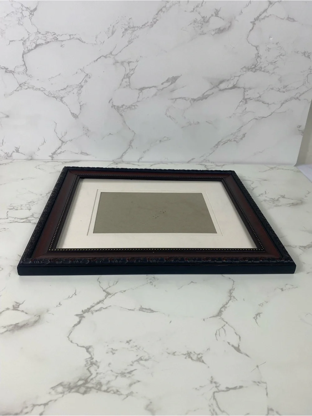 Classic Vintage Wood and Ornate Black Picture Frame with Cream Mat